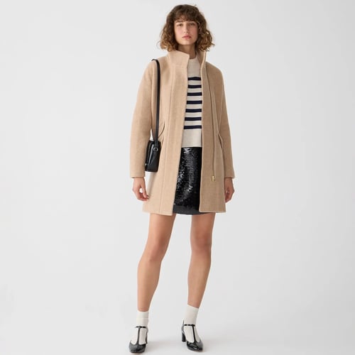 Cocoon coat in Italian stadium-cloth wool blend