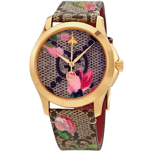 GUCCI G-Timeless Pink Blooms Print Dial Ladies Watch