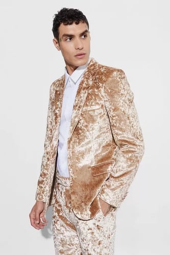 SKINNY FIT CRUSHED VELVET BLAZER