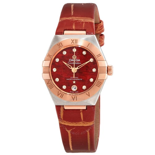 OMEGA Constellation Diamond Red Dial Ladies Watch