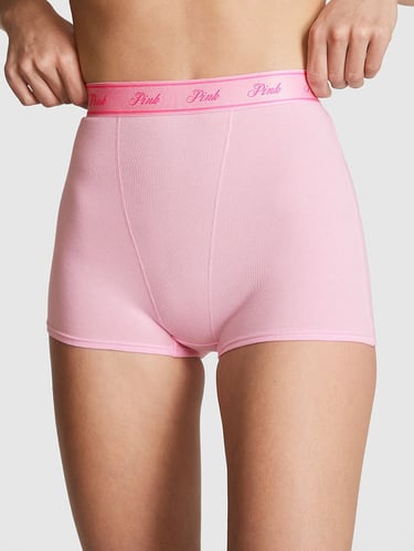 LOGO COTTON HIGH-WAIST BOYSHORT PANTY