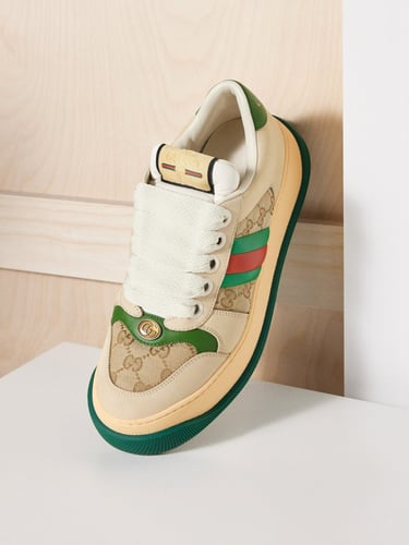 Gucci Screener leather and canvas trainers