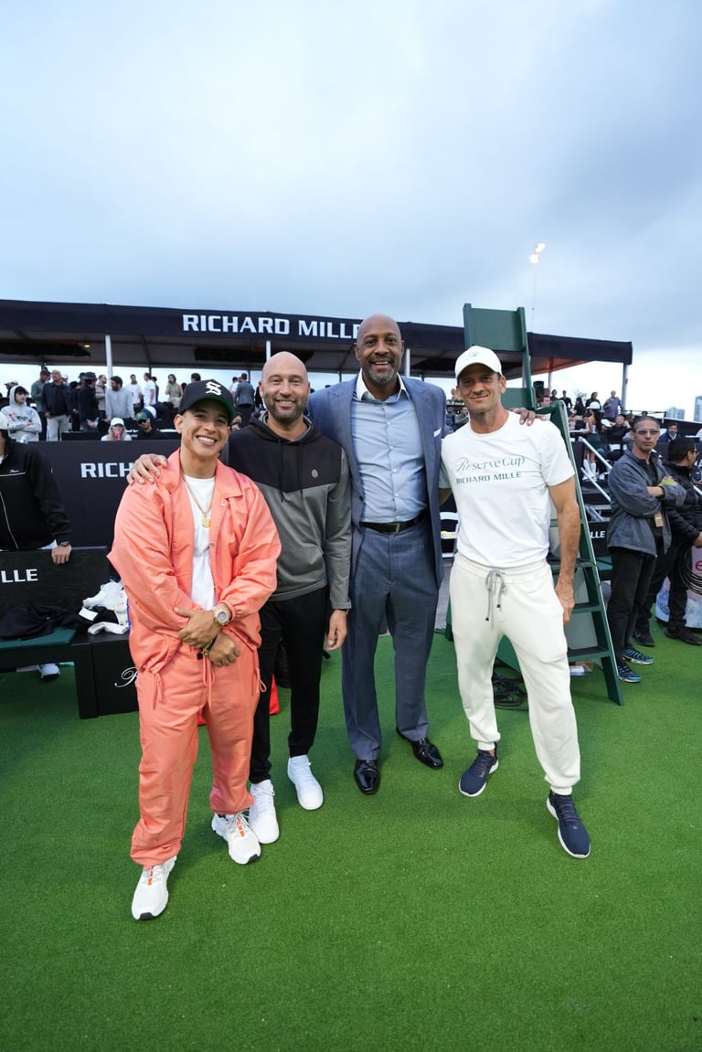 Daddy Yankee, Alonzo Mourning, Derek Jeter, and Wayne Boich (Photo Credit_ Omar Vega)