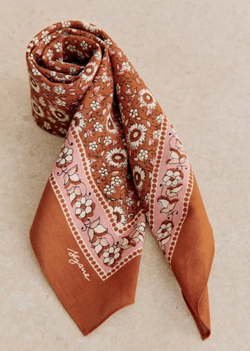 AUGUSTIN SCARF Coffee vintage flowers