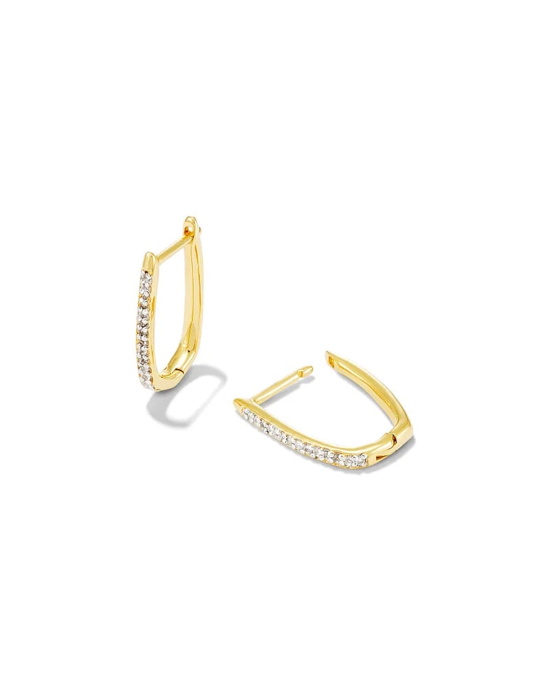 Ellen Luxe 18k Gold Vermeil Huggie Earrings in White