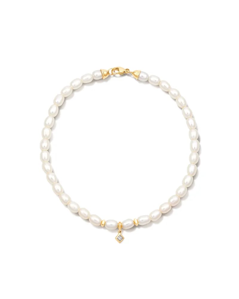 Michelle 14k Yellow Gold Pearl Bracelet in White Pearl