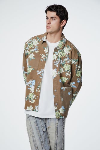 Floral Print Cargo Shacket