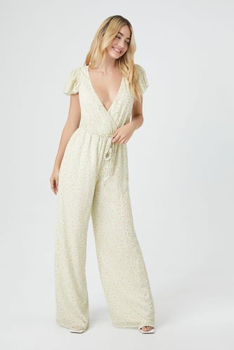 Ditsy Floral Surplice Jumpsuit