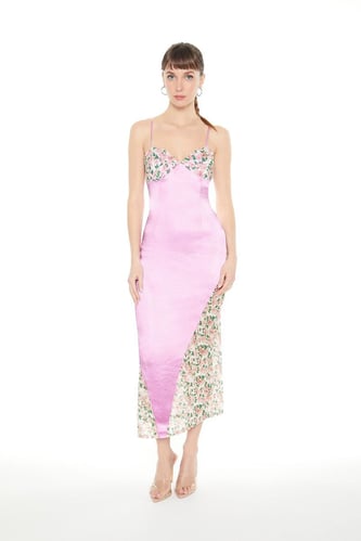 Floral Print Sweetheart Maxi Dress