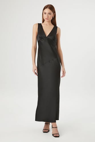 Satin Cowl Back Maxi Slip Dress