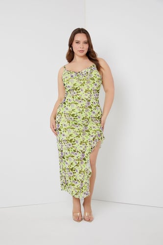 Plus Size Floral Ruffle Maxi Dress