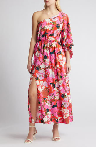 Floral One-Shoulder Maxi Dress