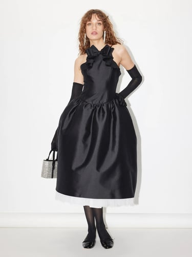 SHUSHU/TONG Bow-embellished satin midi dress