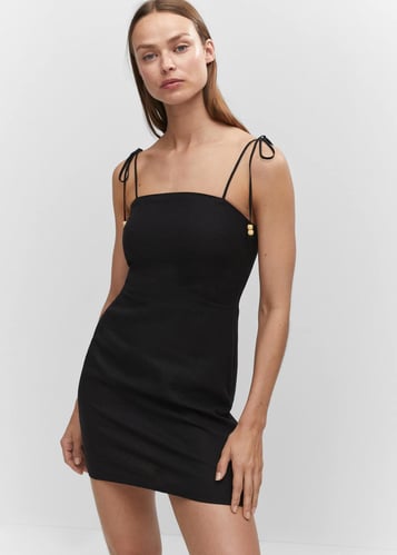 Linen dress with bead detail
