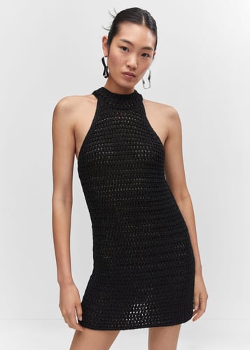 Lurex halter-neck dress