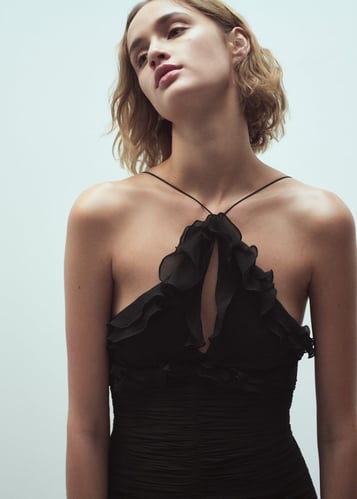 Halter neck ruched dress