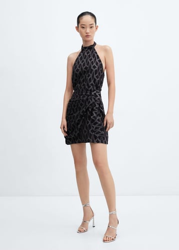 Lurex halter-neck dress