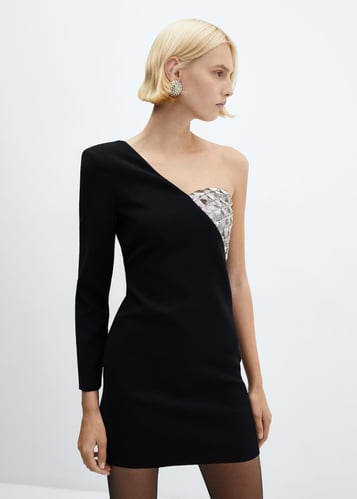Asymmetrical dress with sequin detail