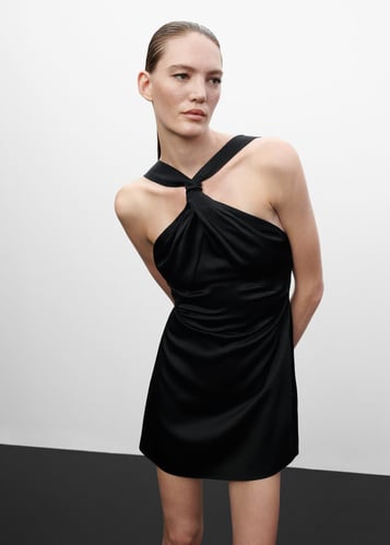 Satin dress with knot