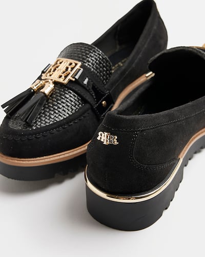 Black Wide Fit Tassel Detail Loafers
