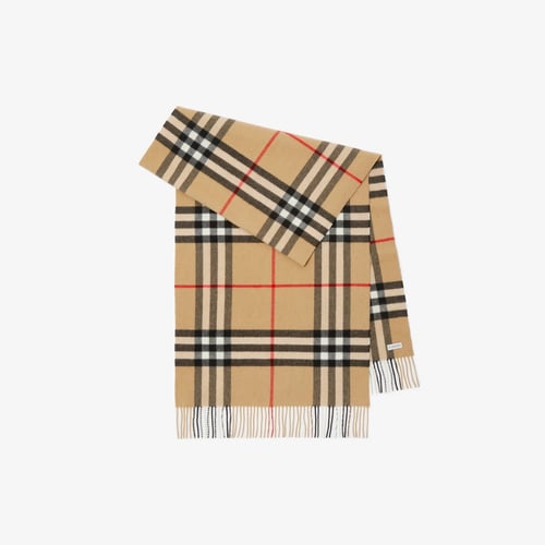 Wide Check Cashmere Scarf