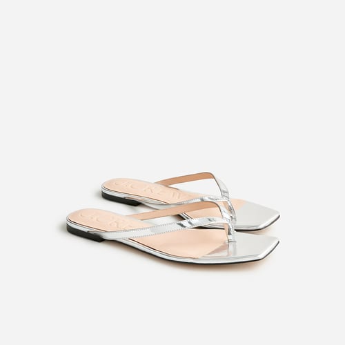 Capri thong sandals in metallic leather