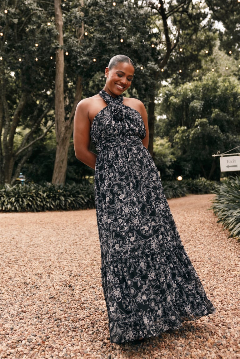 Lennon Maxi Dress - Black Floral
