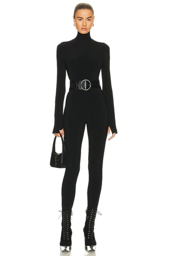 Norma Kamali Long Sleeve Turtleneck Catsuit With Footie