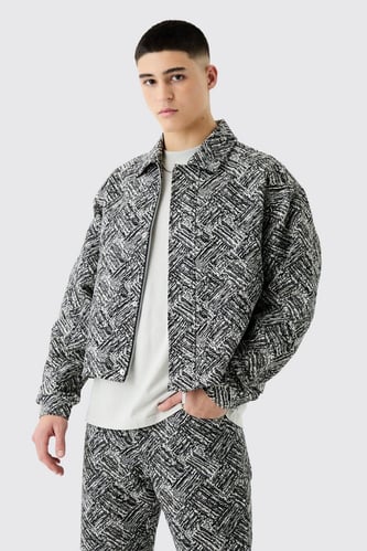 Boxy Fit Fabric Interest Tapestry Jacket