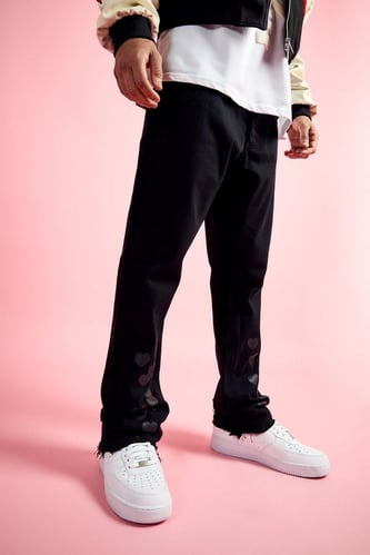 Slim Rigid Flare Heart Gusset Jean In True Black