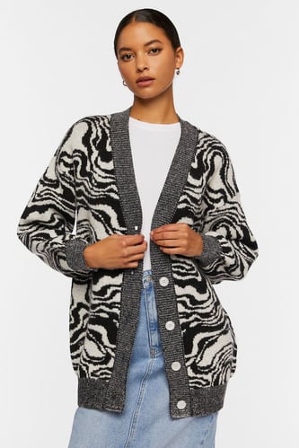 Oversized Abstract Cardigan Sweater