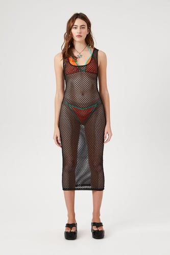 Sheer Netted Mesh Midi Dress
