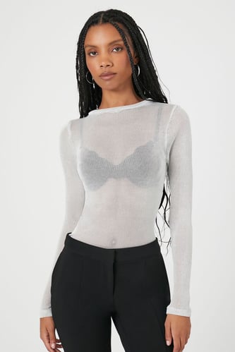 Sheer Long-Sleeve Top