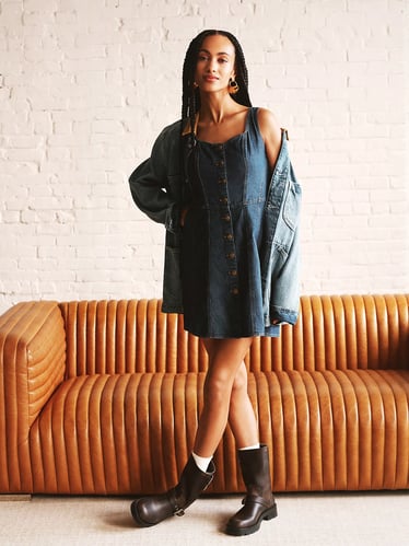 Women's Seamed Denim Mini Dress