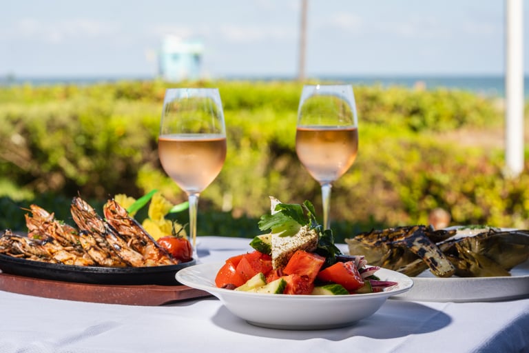 Tiger Prawns, Artichoke, Greek Salad (Photo Credit_ The Setai Miami Beach)