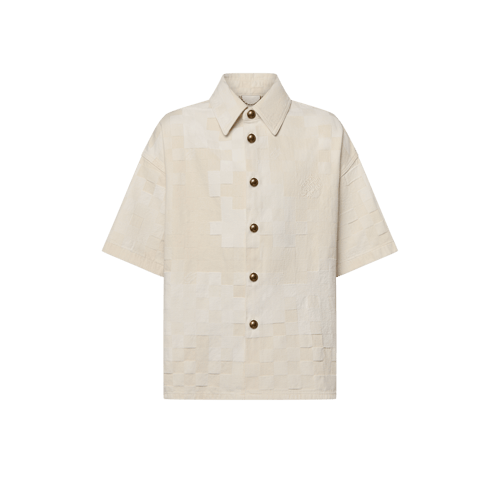 Damier Short-Sleeved Denim Shirt