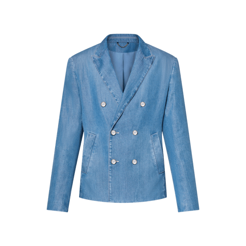 Double-Breasted Tailored Chambray Jacket