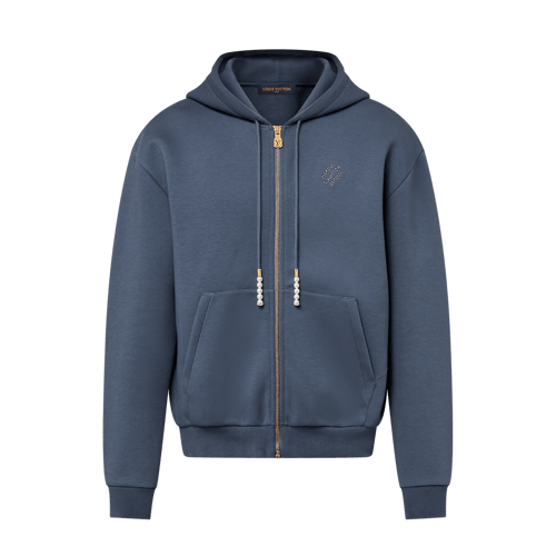Embroidered Jersey Zip-Through Hoodie