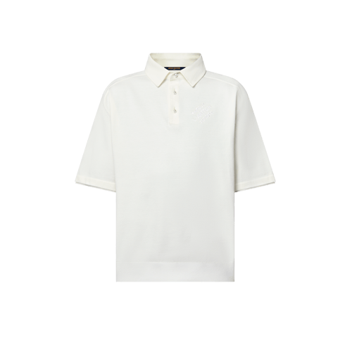 Embroidered Short-Sleeved Cotton Blend Polo Shirt