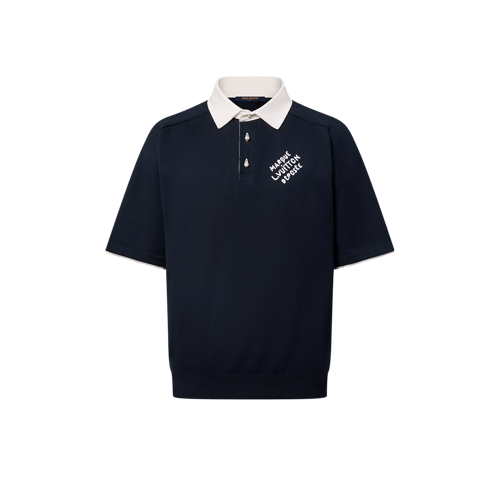 Embroidered Short-Sleeved Cotton Blend Polo Shirt