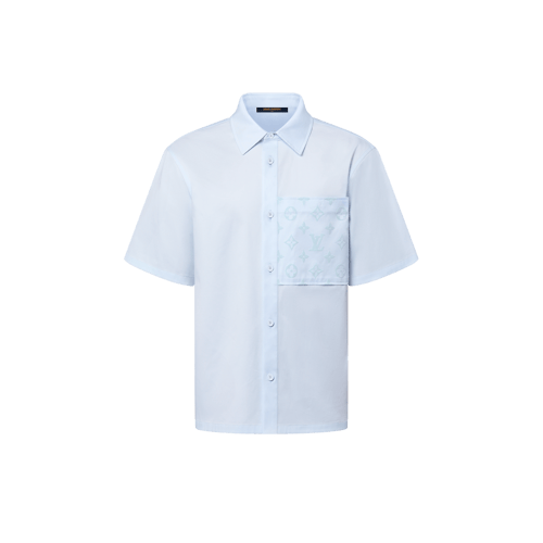 Flocked Short-Sleeved Cotton Shirt