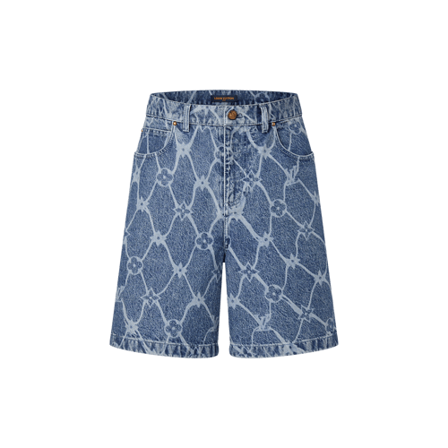 Monogram Printed Denim Shorts