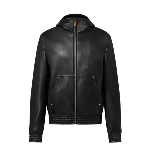 Zipped Leather Hoodie