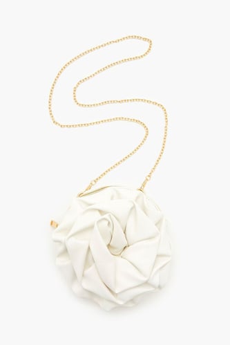Faux Leather Rosette Crossbody Bag