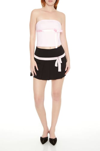 Pleated Bow Mini Skirt
