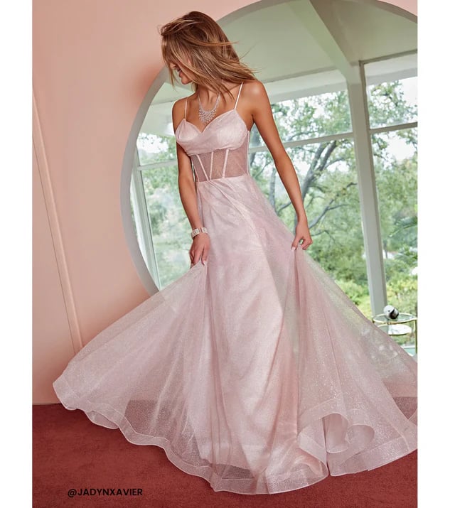 Ariel Corset Glitter Mesh A-Line Formal Dress