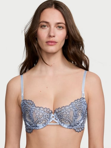 Wicked Unlined Boho Floral Embroidery Balconette Bra