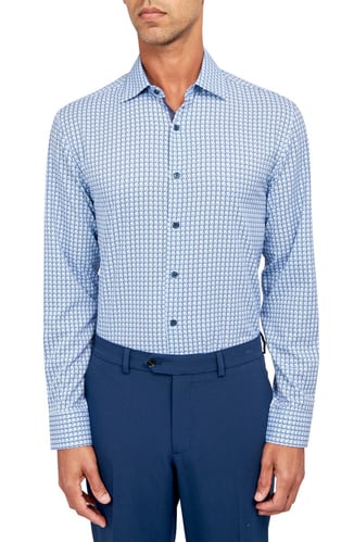 Squiggle Geometric Print Performance Dress Shirt