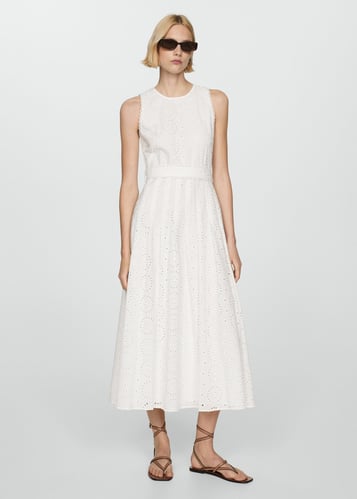 Embroidered belt dress
