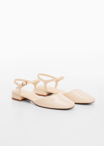 Patent leather-effect slingback shoes